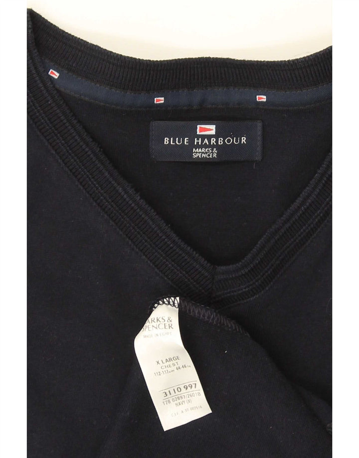 Marks & Spencer Herre Blue Harbor Top Langærmet XL Marineblå Bomuld