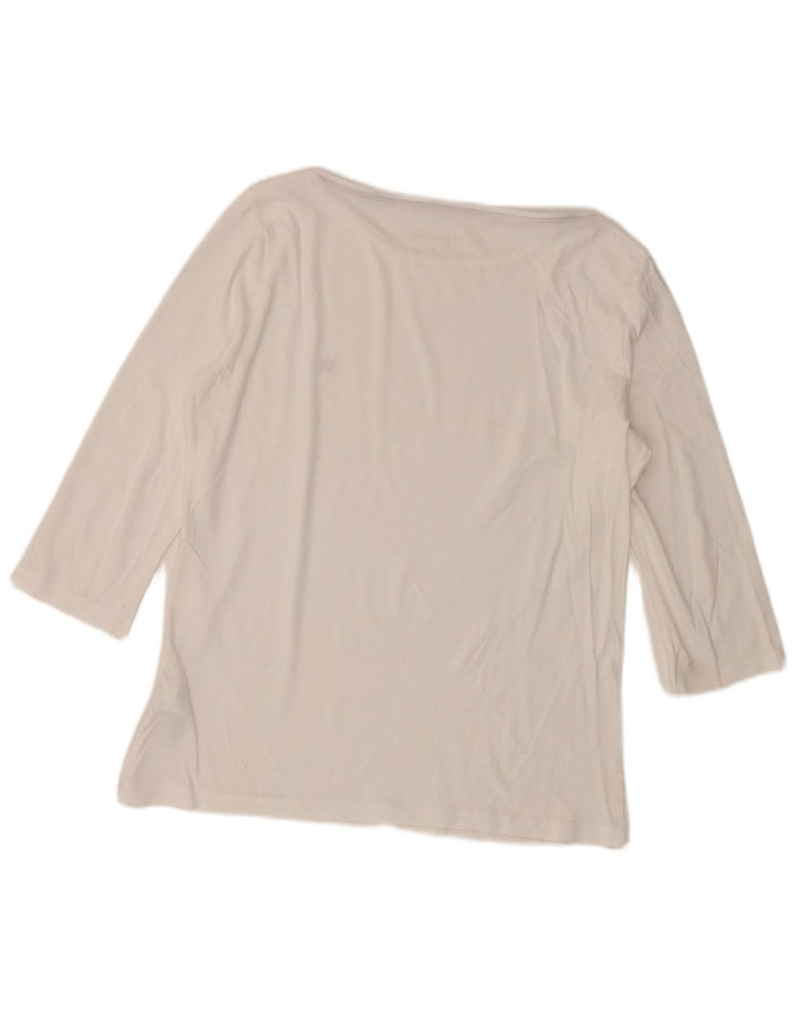 Tommy Hilfiger Dame Top 3/4 ærmer UK 14 Medium Hvid Bomuld