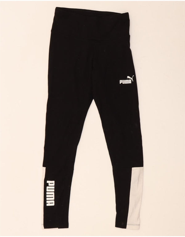 Puma Kvinders Grafiske Crop Leggings UK 4 XS Sort Colourblock Bomuld