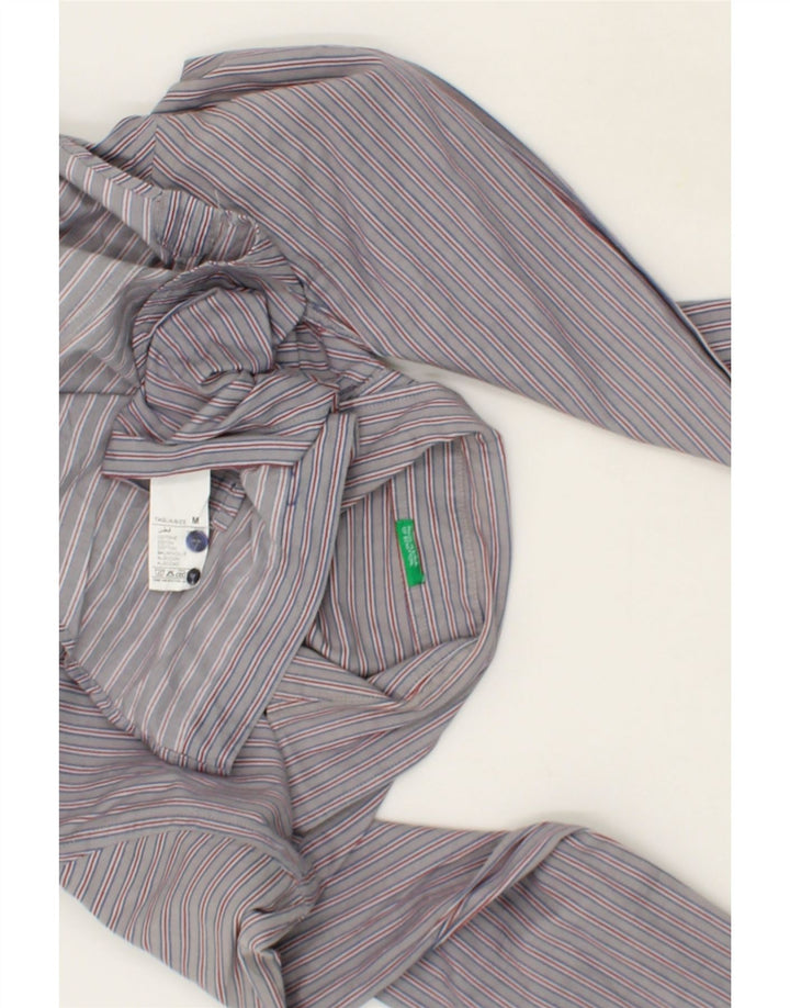 BENETTON Mens Shirt Medium Grey Striped Cotton Vintage Benetton and Second-Hand Benetton from Messina Hembry 