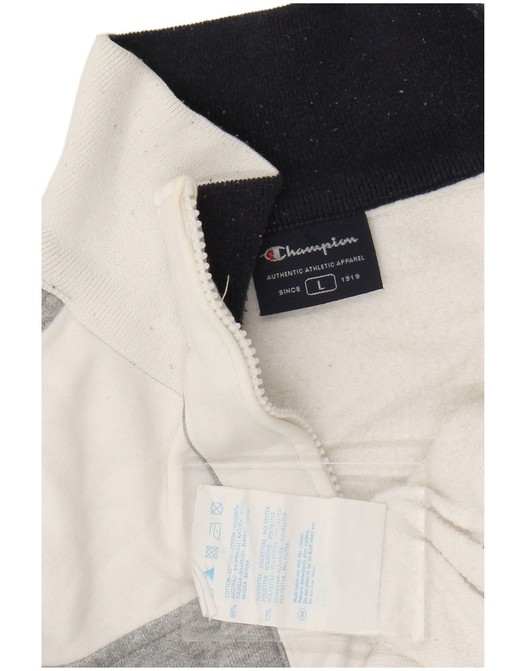 CHAMPION Mens Tracksuit Top Jacket Large White Colourblock Cotton