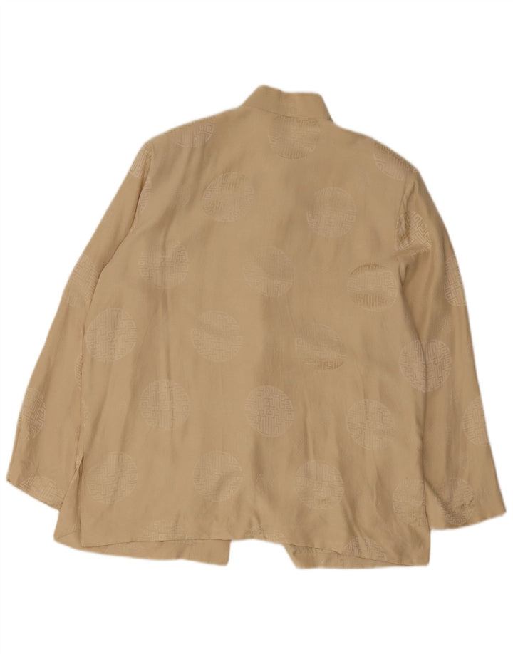 Ballon kvinders abstrakt mønster skjorte bluse IT 42 Medium Beige Silke