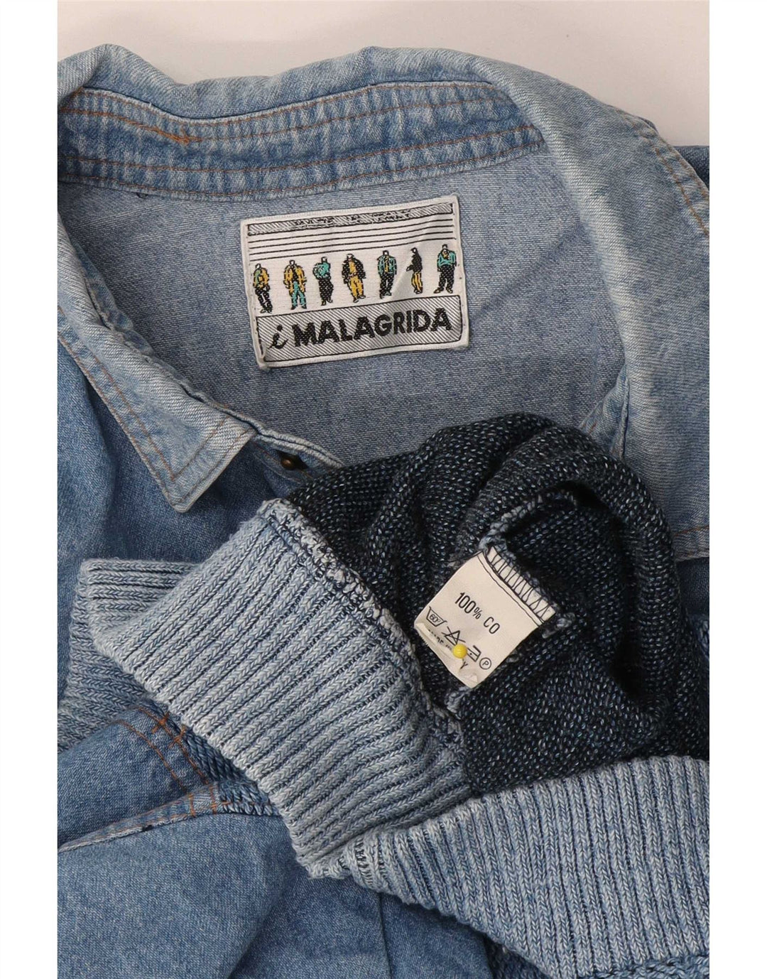 Malagrida Herre Polo Neck Jumper Sweater Medium Blå Bomuld