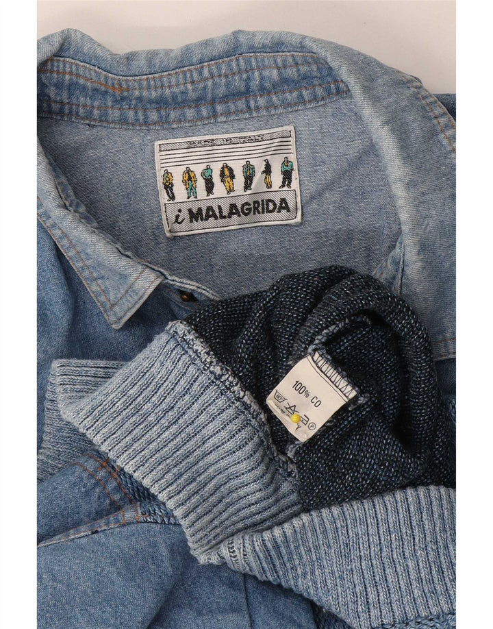 Malagrida Herre Polo Neck Jumper Sweater Medium Blå Bomuld