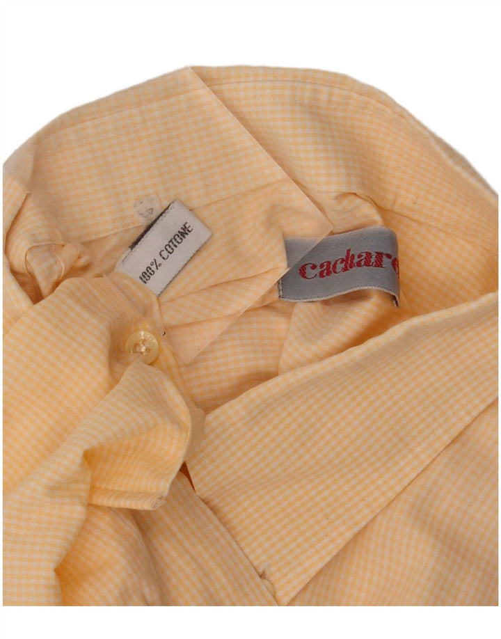 CACHAREL Mens Shirt Size 43 Large Orange Gingham Cotton