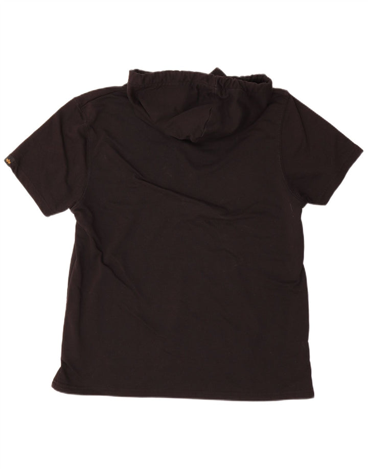 ALPHA INDUSTRIES Grafisk kortærmet hættetrøje til mænd XL Sort bomuld