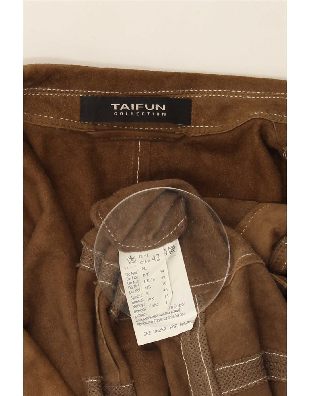 Taifun Dame Ruskind Blazer Jacket UK 16 Large Brown Læder
