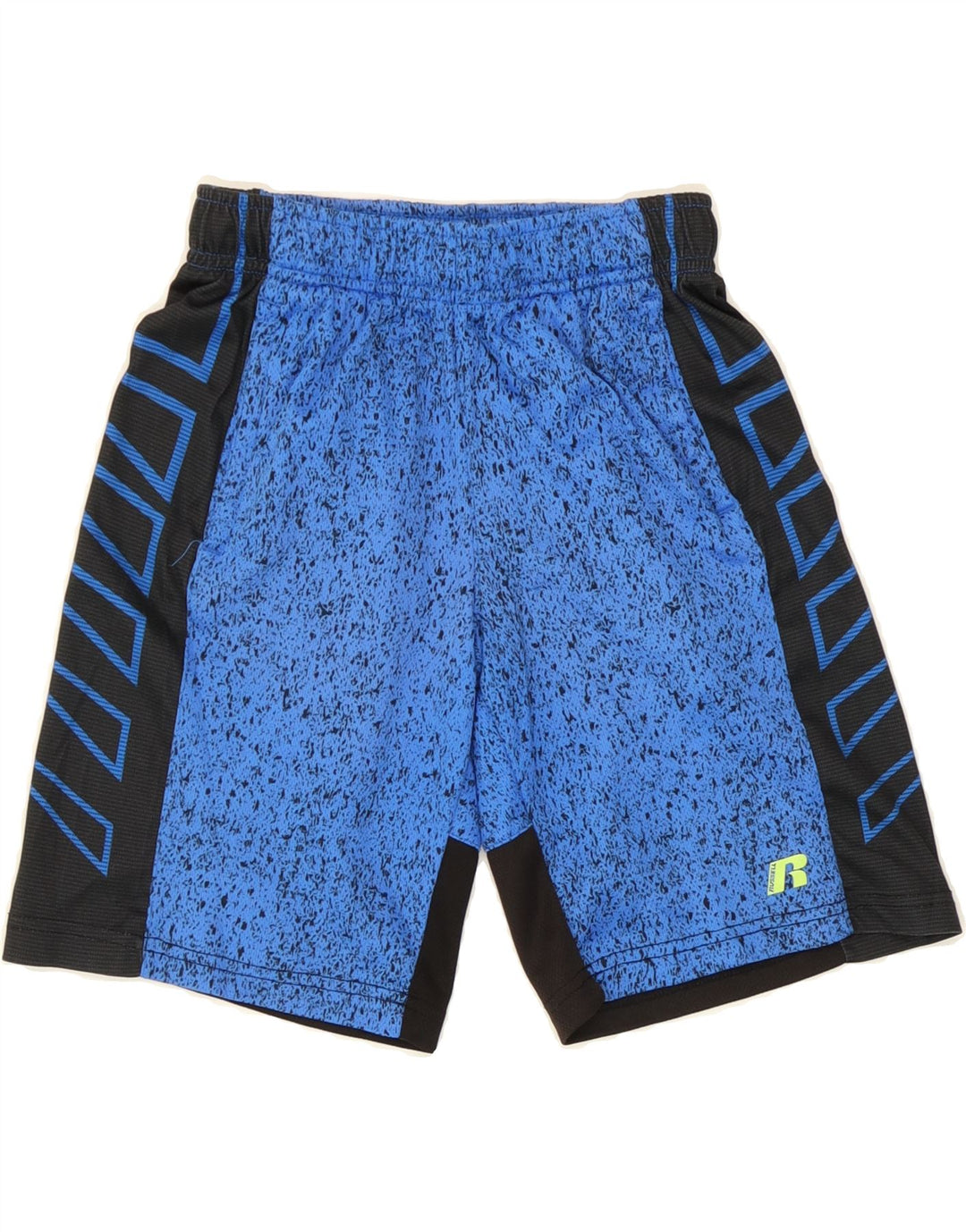 RUSSELL ATHLETIC Boys Sport Shorts 7-8 Years Medium Blue Colourblock Vintage Russell Athletic and Second-Hand Russell Athletic from Messina Hembry 