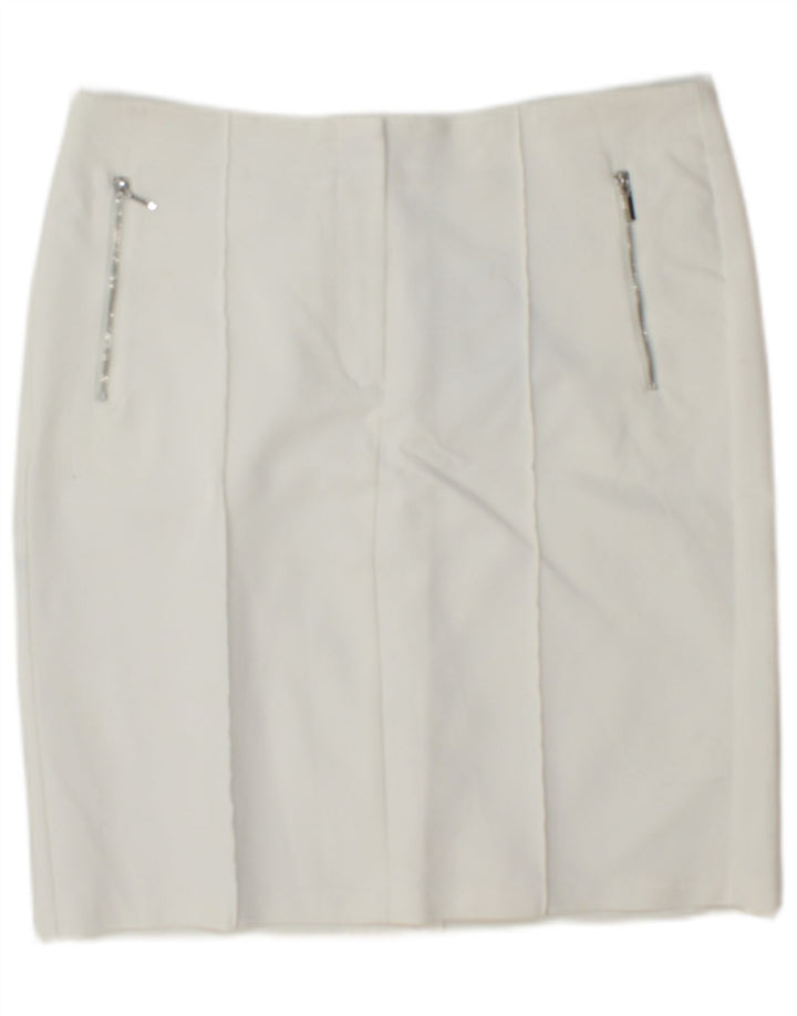 Cortefiel Womens Pencil Skirt UK 12 Medium W34 White Bomuld