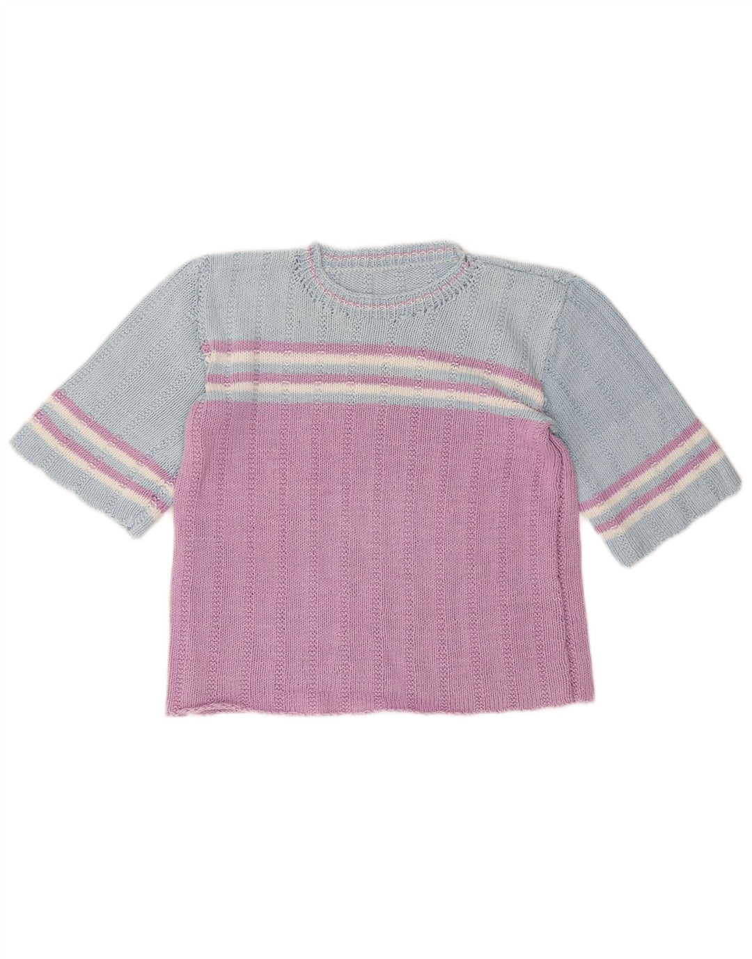 VINTAGE Womens Knit Blouse Top UK 14 Medium Pink Colourblock