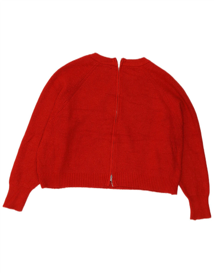 Zara Womens Crop Oversized Cardigan Sweater UK 10 Small Red Viscose