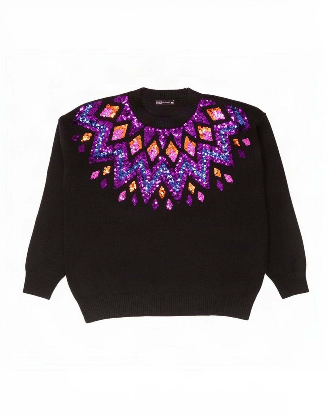 Marks & Spencer Dame sweater med rund hals DK 14 Medium Sort