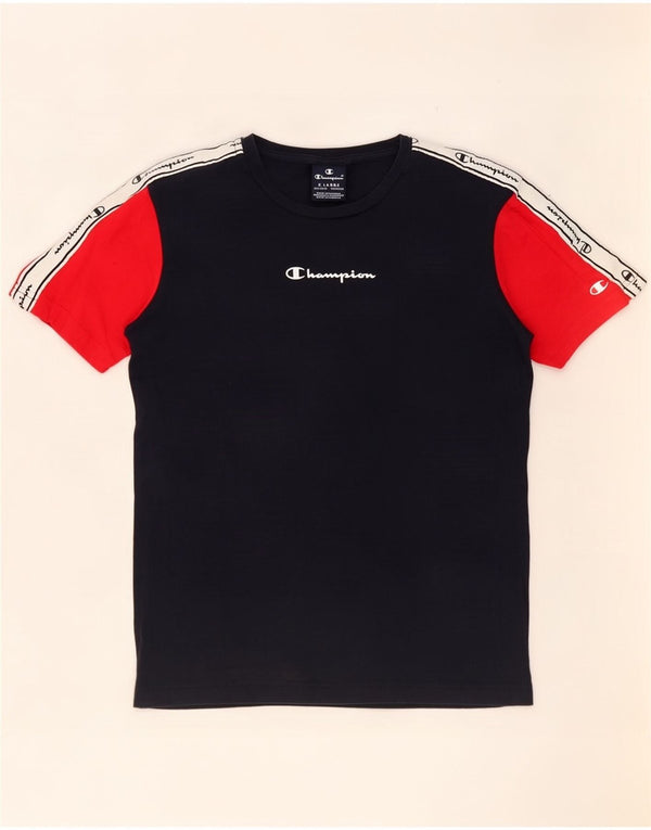 Champion Boys Grafisk T-Shirt Top 13-14 år XL Sort Colourblock