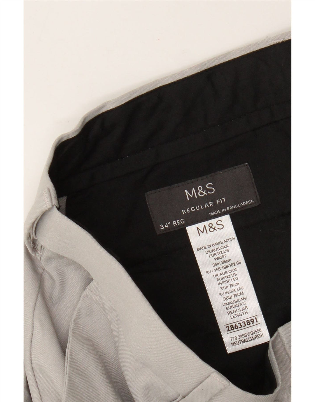 Marks & Spencer Herre Regular Fit Chinobukser W34 L31 Grå polyester
