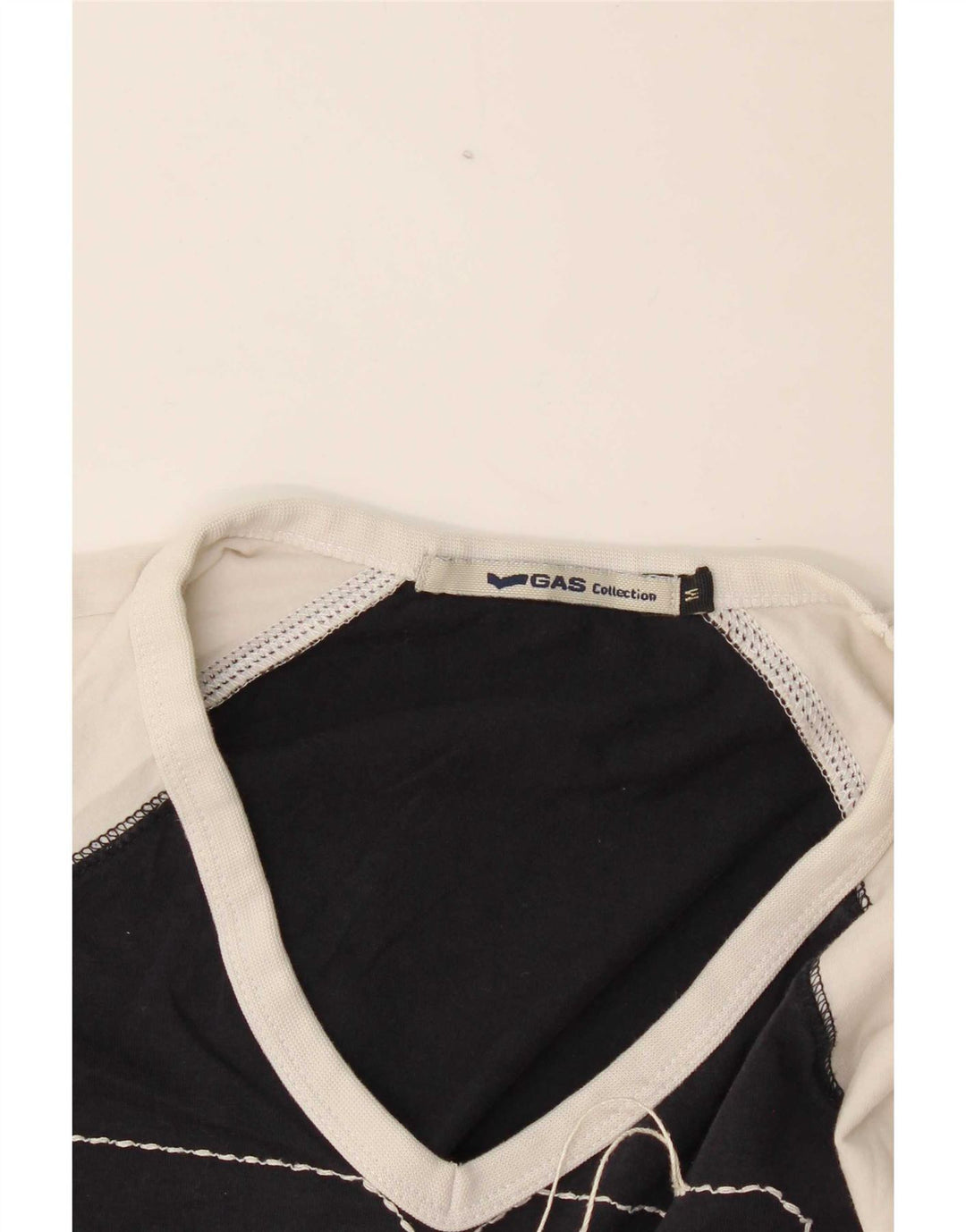 Gas Dame Grafisk Top Langærmet UK 12 Medium Navy Blue Colourblock