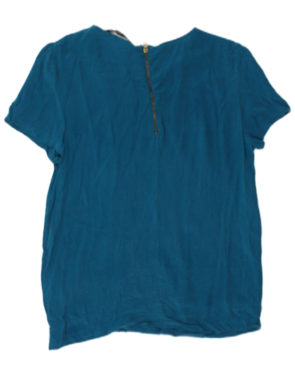 Zara Womens Blouse Top UK 10 Small Blue Silk