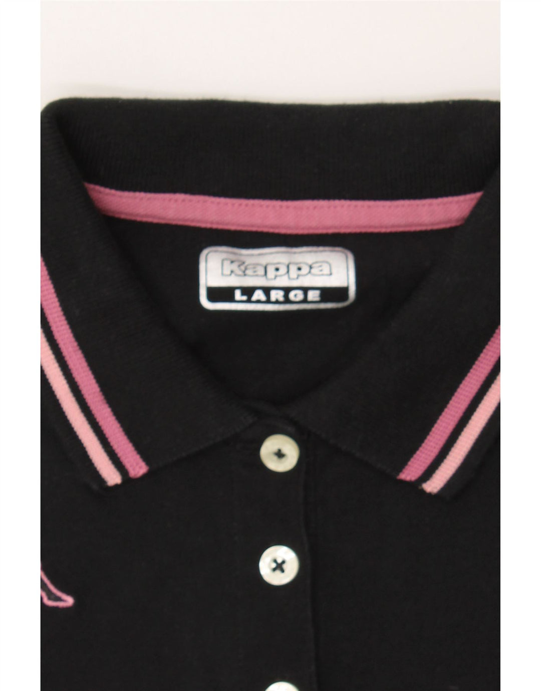 KAPPA Womens Polo Shirt UK 14 Large Black Cotton Vintage Kappa and Second-Hand Kappa from Messina Hembry 
