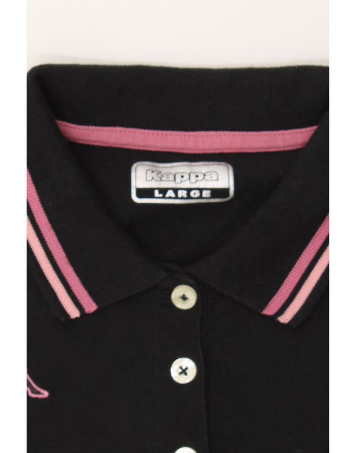 KAPPA Womens Polo Shirt UK 14 Large Black Cotton Vintage Kappa and Second-Hand Kappa from Messina Hembry 