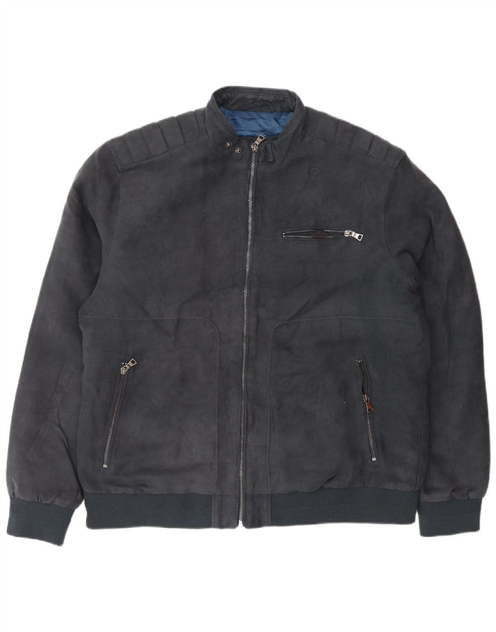 Marks & Spencer Herre Bomber Jacket UK 42 XL Navy Blue Polyester
