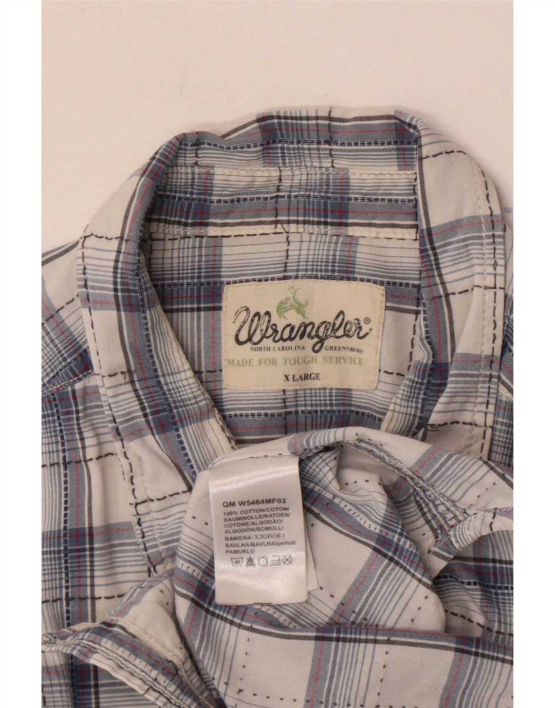 Wrangler herreskjorte XL marineblå ternet bomuld