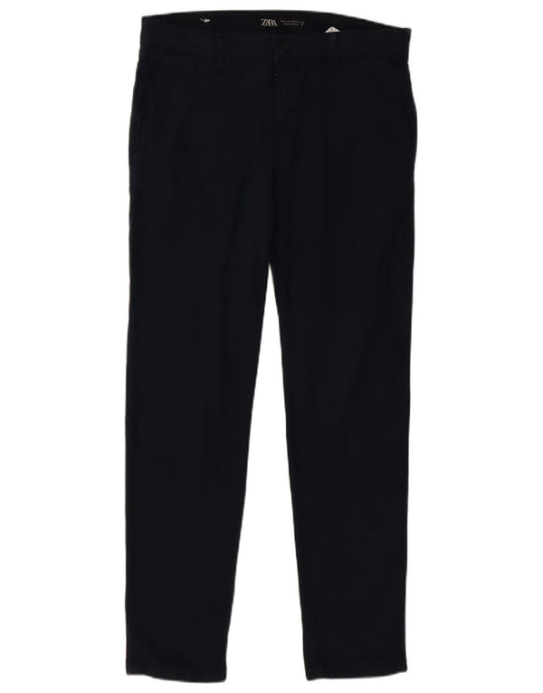 Zara Straight Chino Bukser EU 42 Large W32 L30 Marineblå Bomuld