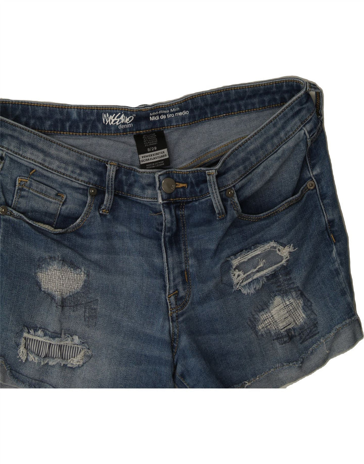 MOSSIMO Womens Distressed Mid Rise Denim Shorts US 8 Medium W34 Blue Vintage Mossimo and Second-Hand Mossimo from Messina Hembry 