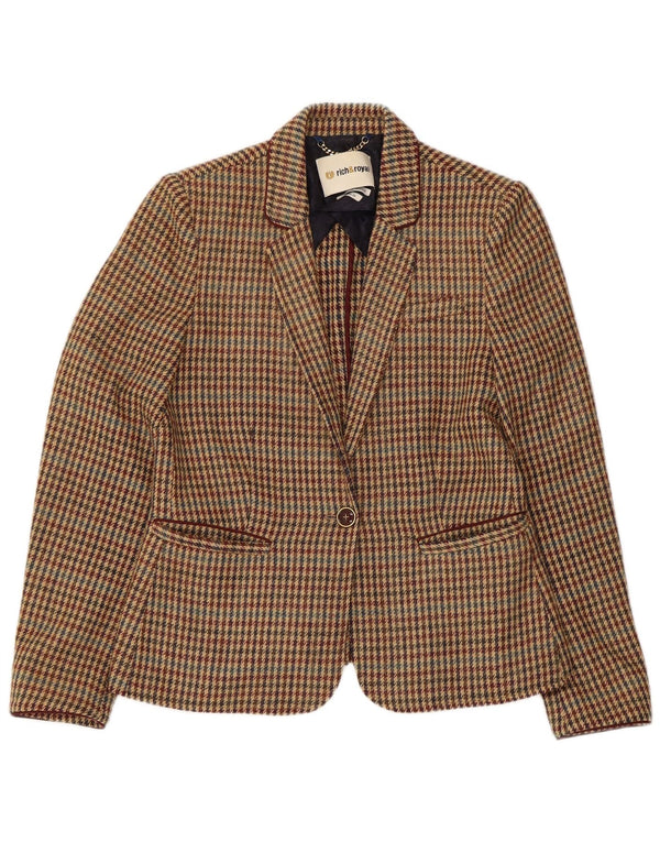 RICH & ROYAL Dame 1-knaps blazerjakke EU 38 Medium Brown Houndstooth