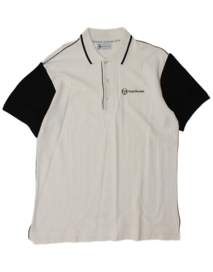 Sergio Tacchini Herre poloshirt Medium White Colourblock Bomuld