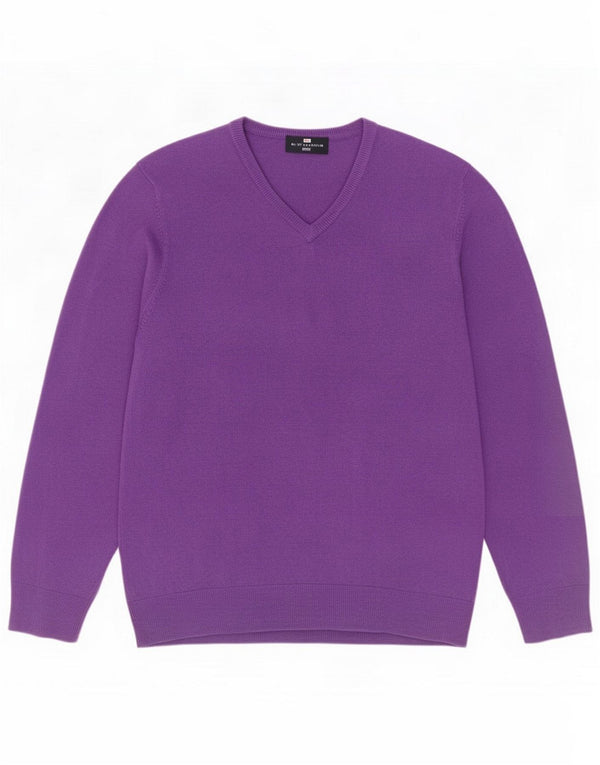 Marks & Spencer Mens Blue Harbour V-Neck Jumper Sweater Medium Purple