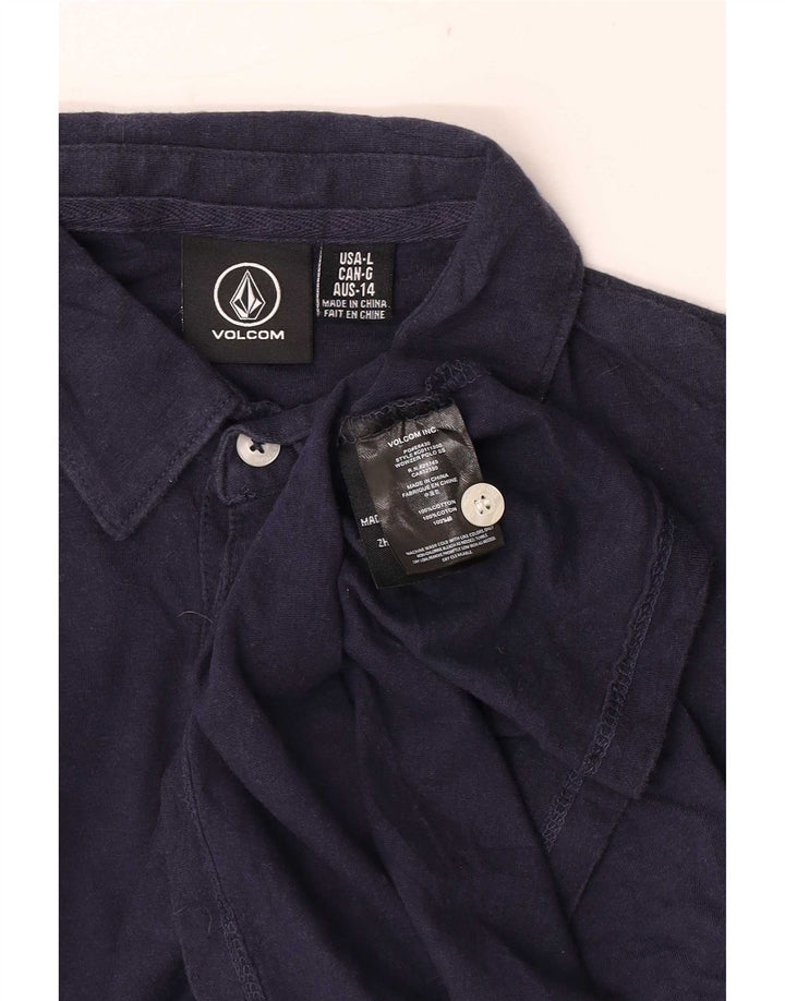 Volcom Boys Polo Shirt 13-14 Years Large Navy Blue Cotton