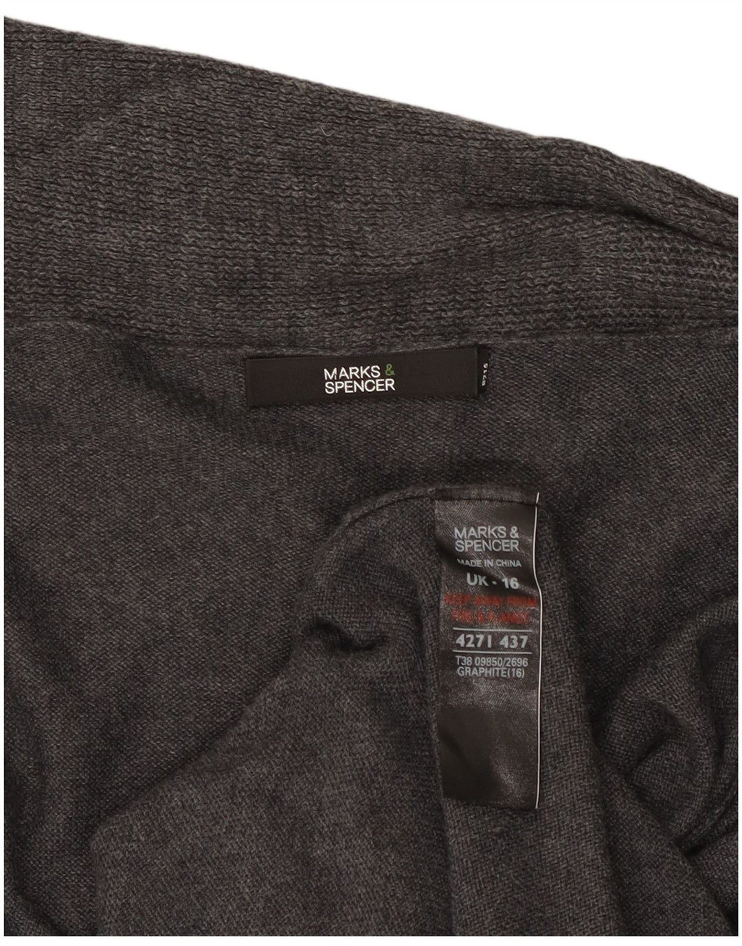 Marks & Spencer Dame Longline Åben Cardigan Sweater UK 16 Large Grey