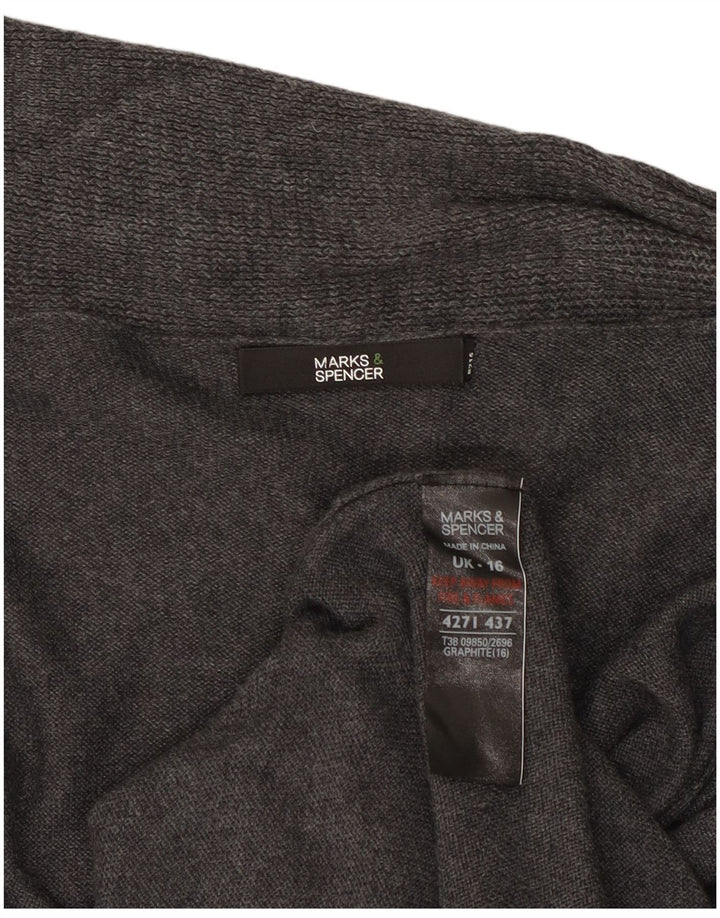 Marks & Spencer Dame Longline Åben Cardigan Sweater UK 16 Large Grey