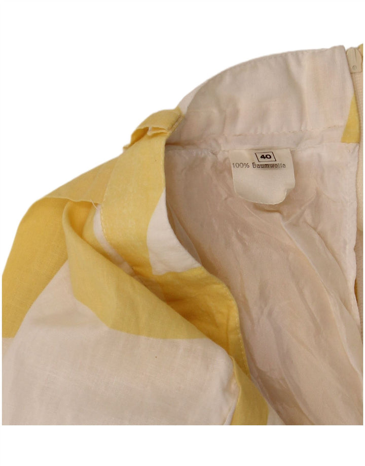 VINTAGE A-line nederdel til kvinder EU 40 Medium W28 Gul geometrisk bomuld