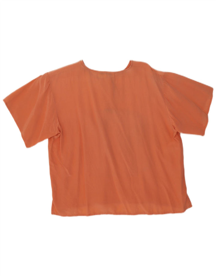 Vintage damebluse top UK 18 XL Orange Silke