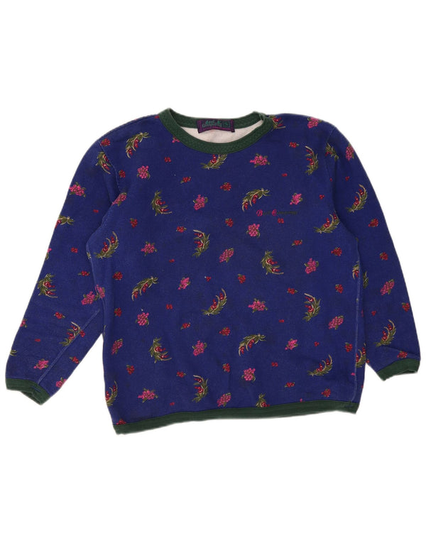 Best Company Dame Oversized Sweatshirt Jumper UK 10 Small Blue Floral