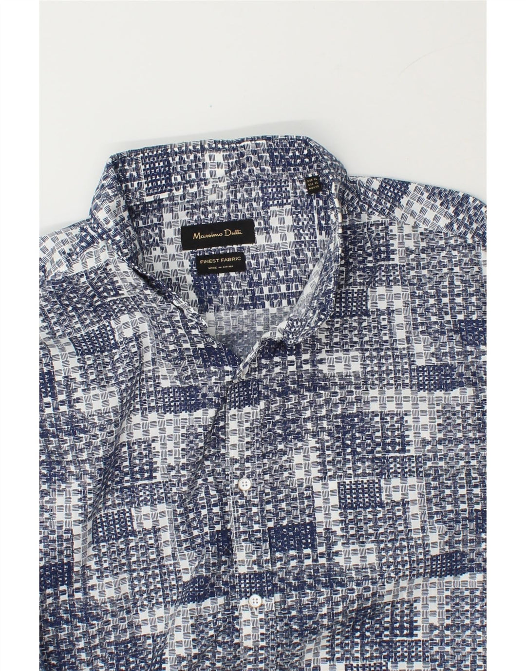 MASSIMO DUTTI Mens Abstract Shirt XL Blue Cotton Vintage Massimo Dutti and Second-Hand Massimo Dutti from Messina Hembry 
