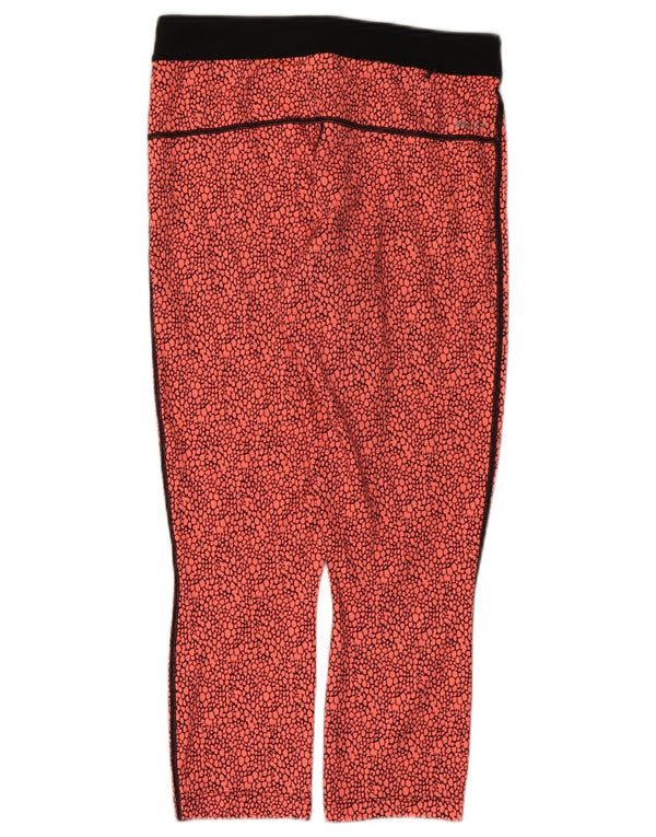 Nike Dame Dri Fit Crop Leggings UK 10 Small Red Animal Print Polyester