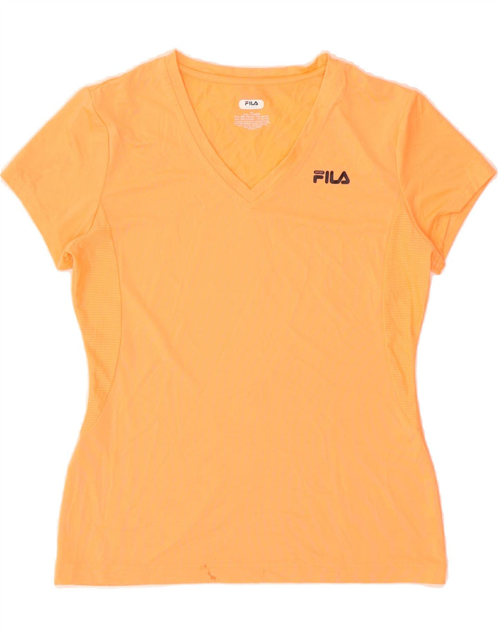 FILA Womens T-Shirt Top UK 12 Medium Orange Polyester Vintage Fila and Second-Hand Fila from Messina Hembry 