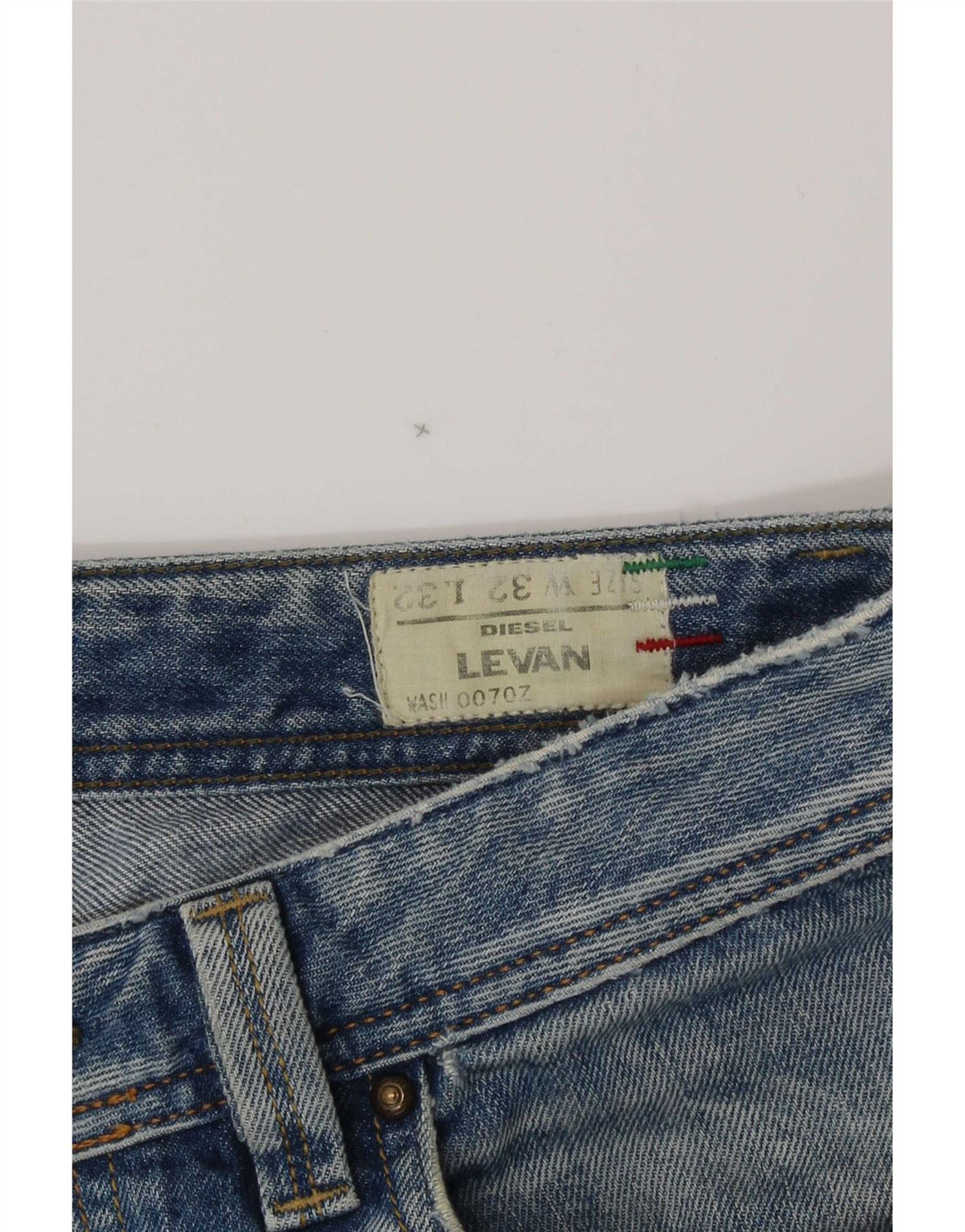 Diesel Herre Levan Distressed Straight Jeans W32 L32 Blå Bomuld