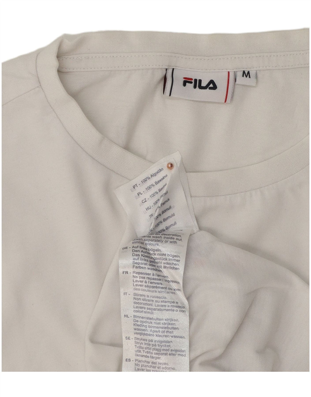 Fila Herre Grafisk T-Shirt Top Medium Hvid Bomuld