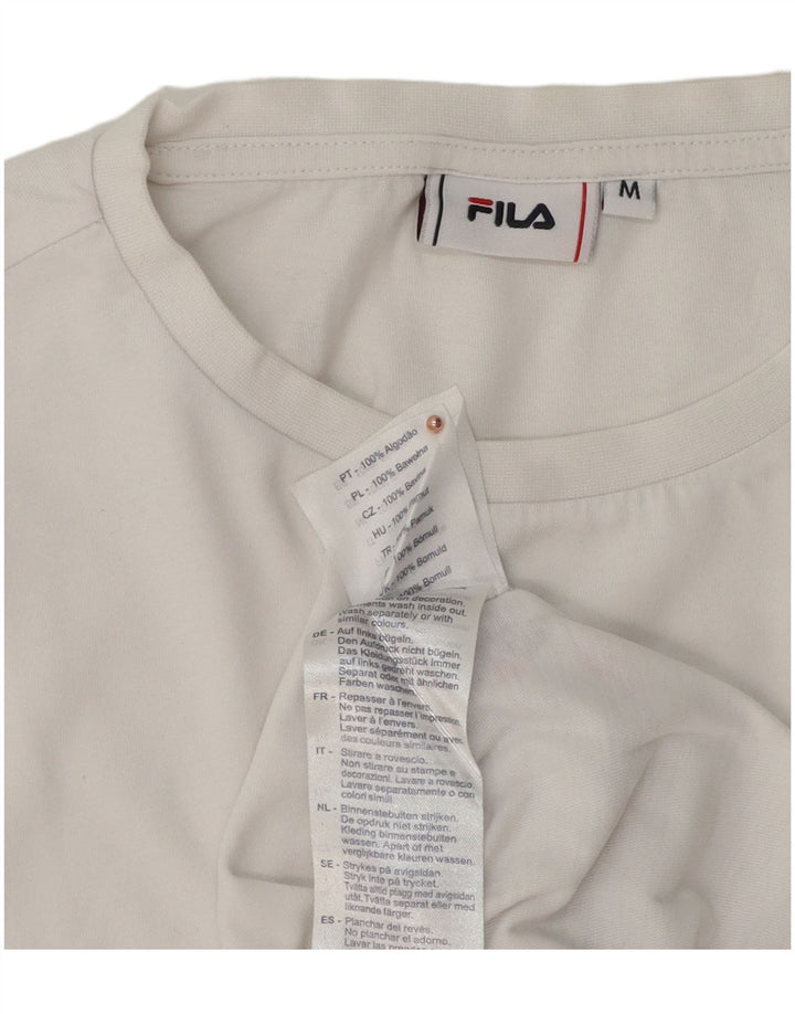Fila Herre Grafisk T-Shirt Top Medium Hvid Bomuld