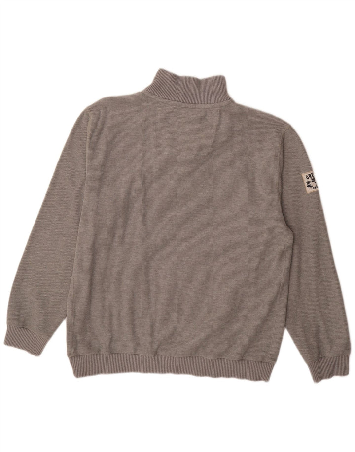 CREW CLOTHING Mens Zip Neck Sweatshirt Jumper 2XL Grey Cotton
