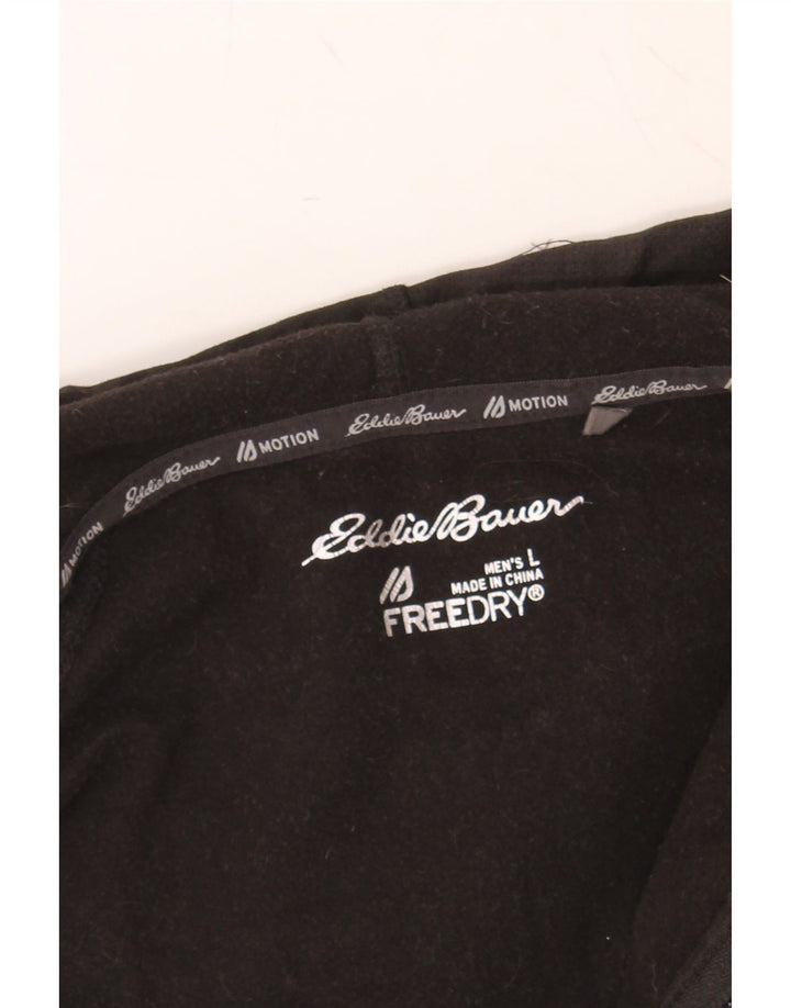 EDDIE BAUER Mens Zip Hoodie Sweater Large Black Polyester Vintage Eddie Bauer and Second-Hand Eddie Bauer from Messina Hembry 