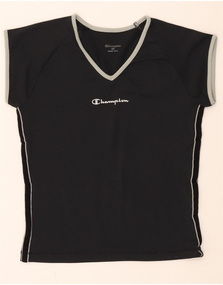 CHAMPION Womens T-Shirt Top UK 12 Medium Black Vintage Champion and Second-Hand Champion from Messina Hembry 