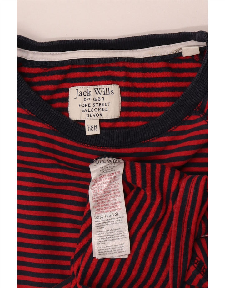 Jack Wills Dame Salcombe Devon Sweatshirt Jumper UK 14 Mellem rød stribet