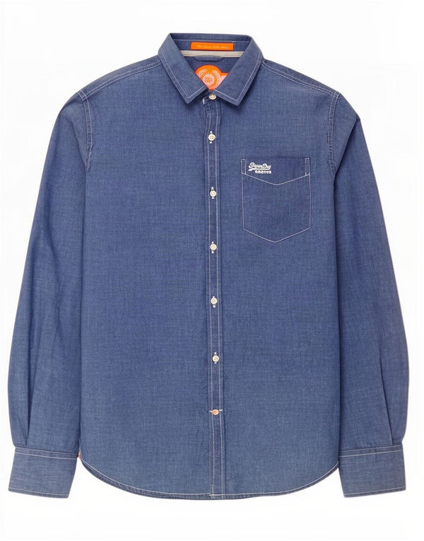 Superdry Mens Shirt Large Blue Cotton