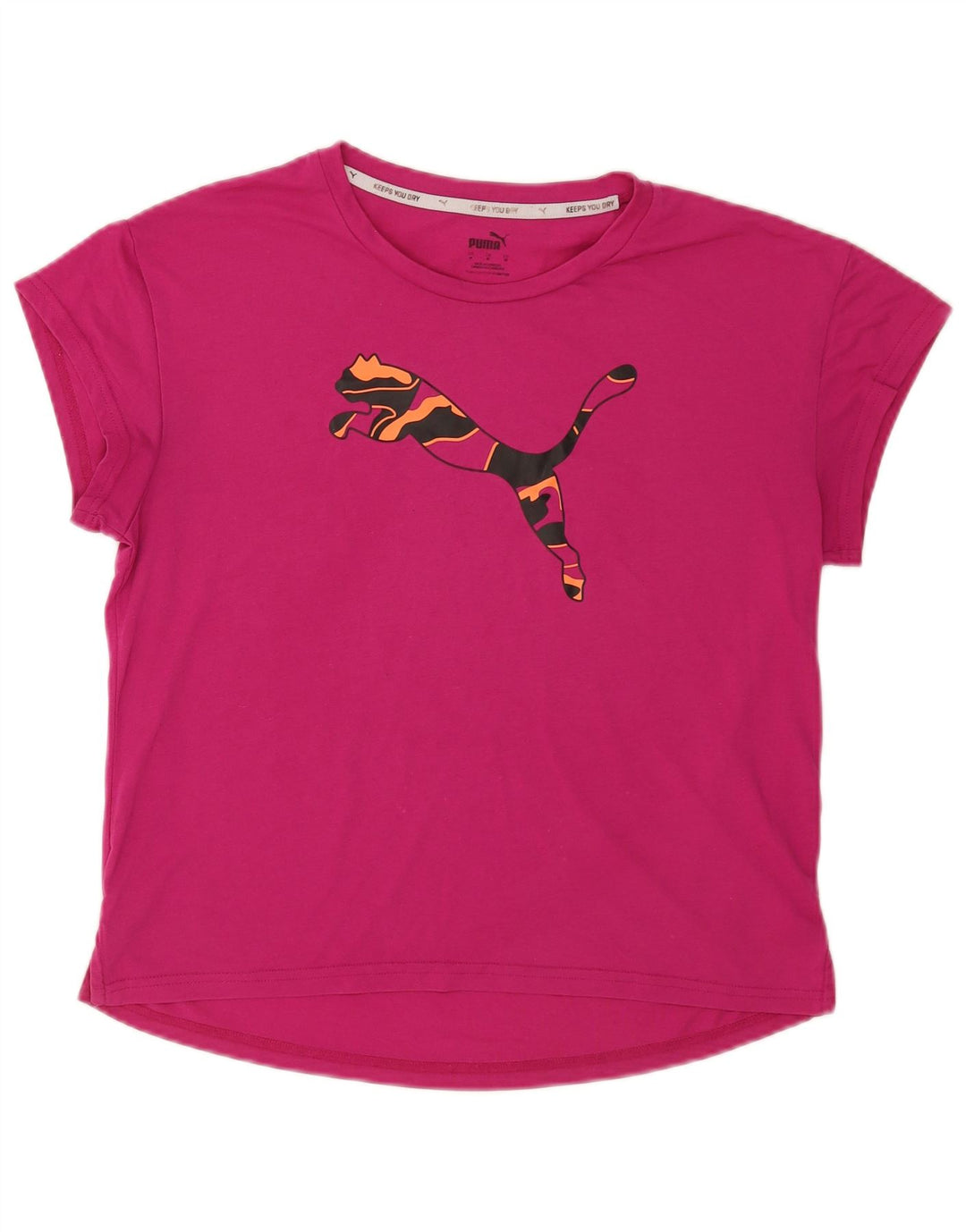 Puma Grafisk T-Shirt Top UK 14 Medium Pink Polyester