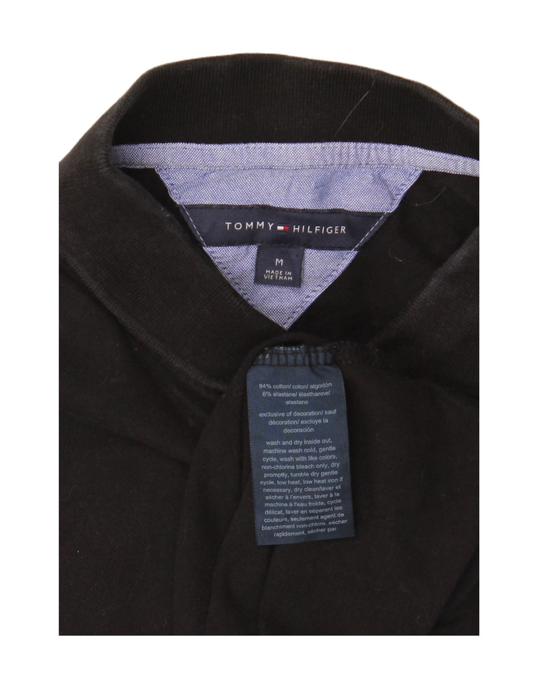 Tommy Hilfiger Dame Polo Shirt UK 12 Medium Sort Bomuld