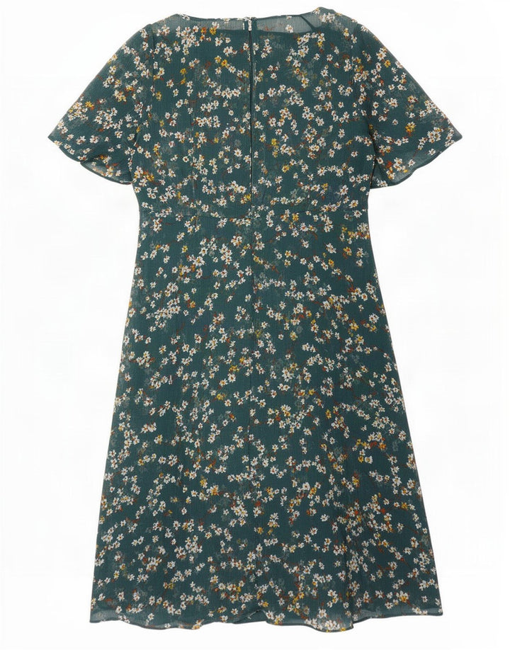 Marks & Spencer Dame A-Line Kjole UK 10 Small Green Floral Polyester