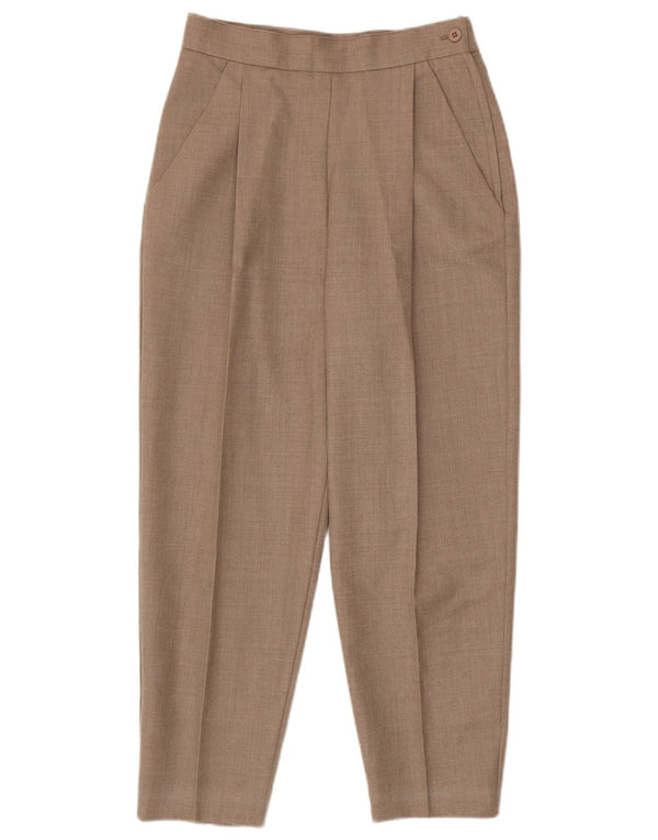 Vintage Kvinders Crop Højtaljede Casual Bukser Små W26 L24 Beige